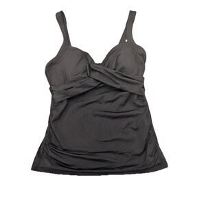 Lands' End Women's Black Tankini Top - Size 6D - Padded Beach Summer